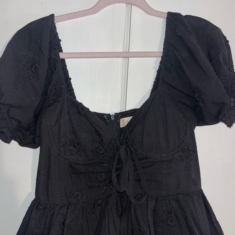 Altar’d State Mini Dress | Ruffle Skirt | Bustier Neckline | Puffy Sleeves